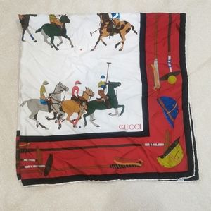 Vintage Italian Gucci Equestrian Silk Scarf